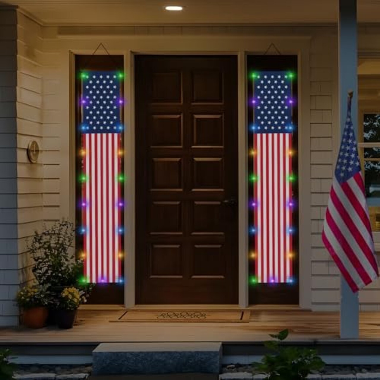 4th of July Decorations Light Up Hanging American Flag Banners